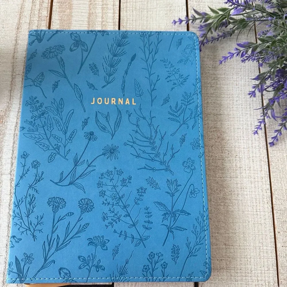 Large Blue Leatherette Embossed Journal